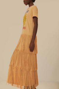 Robe longue à franges Summer In The Tropics en coton - Beige