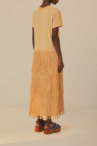 Robe longue à franges Summer In The Tropics en coton - Beige