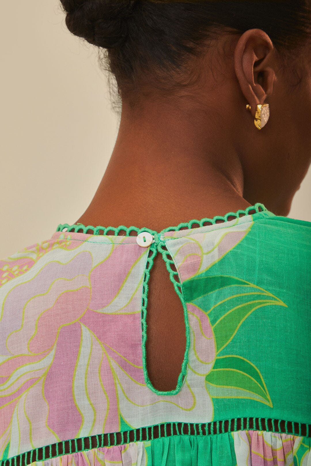 Blouse Floral Vibing en coton - Vert