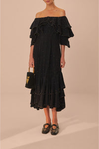 Robe longue à épaules dénudées - Noir