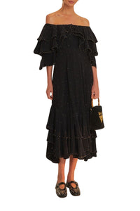 Robe longue à épaules dénudées - Noir