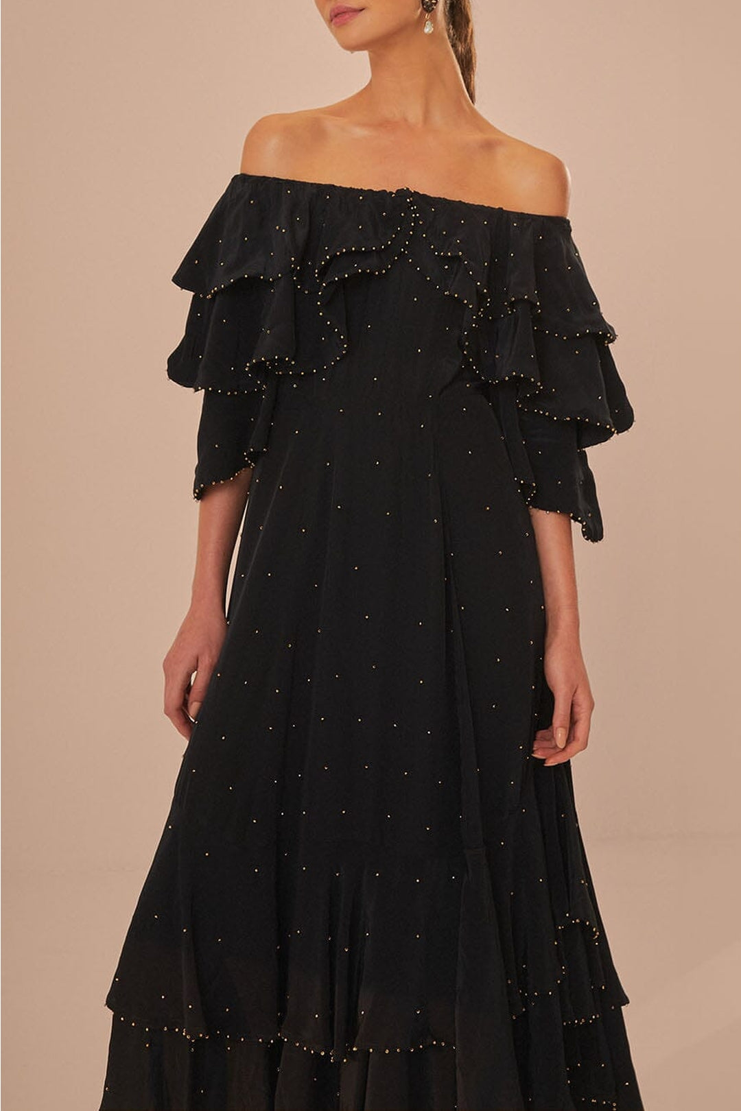 Robe longue à épaules dénudées - Noir