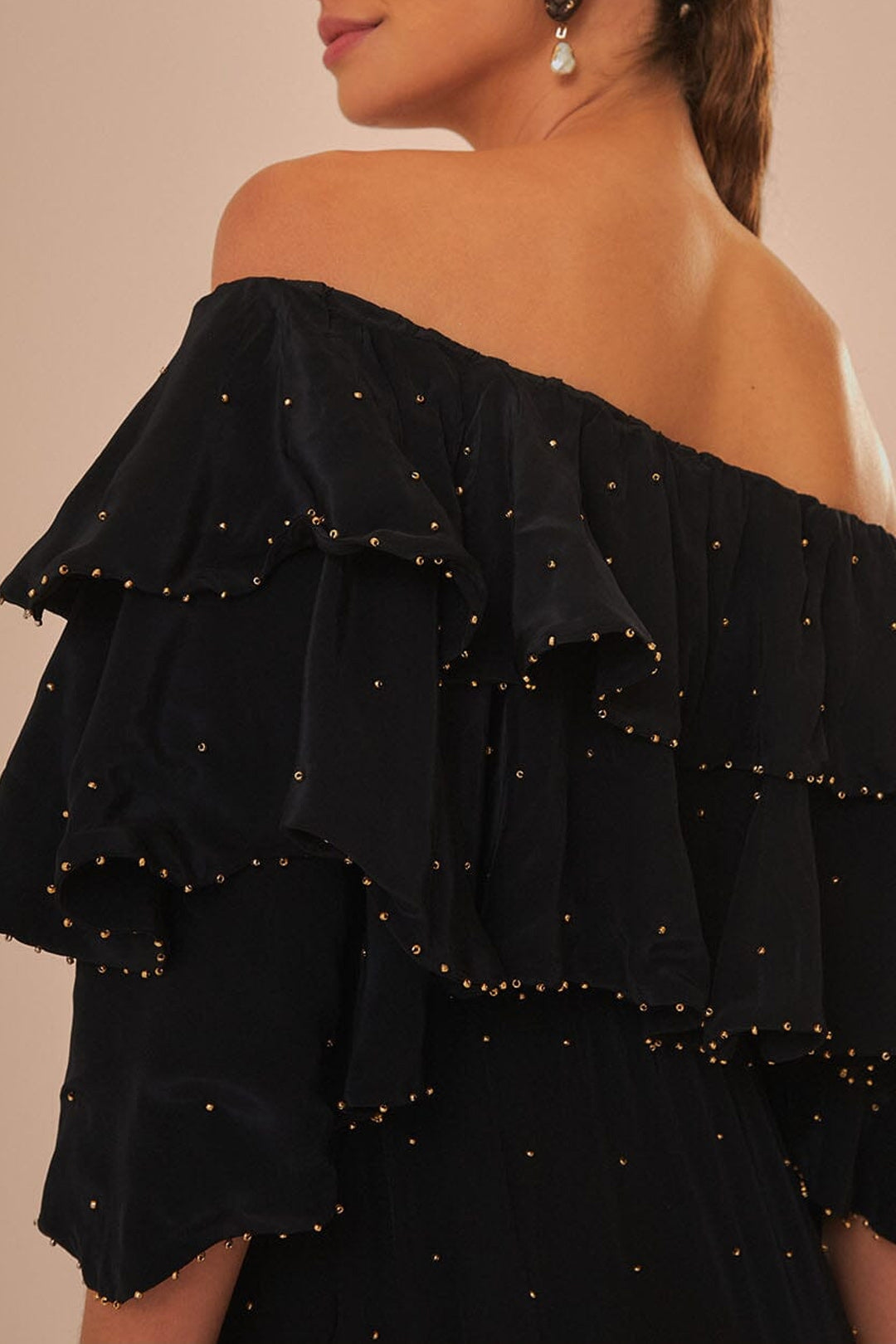 Robe longue à épaules dénudées - Noir
