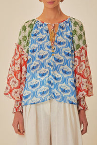 Blouse Estivale en coton - Bleu