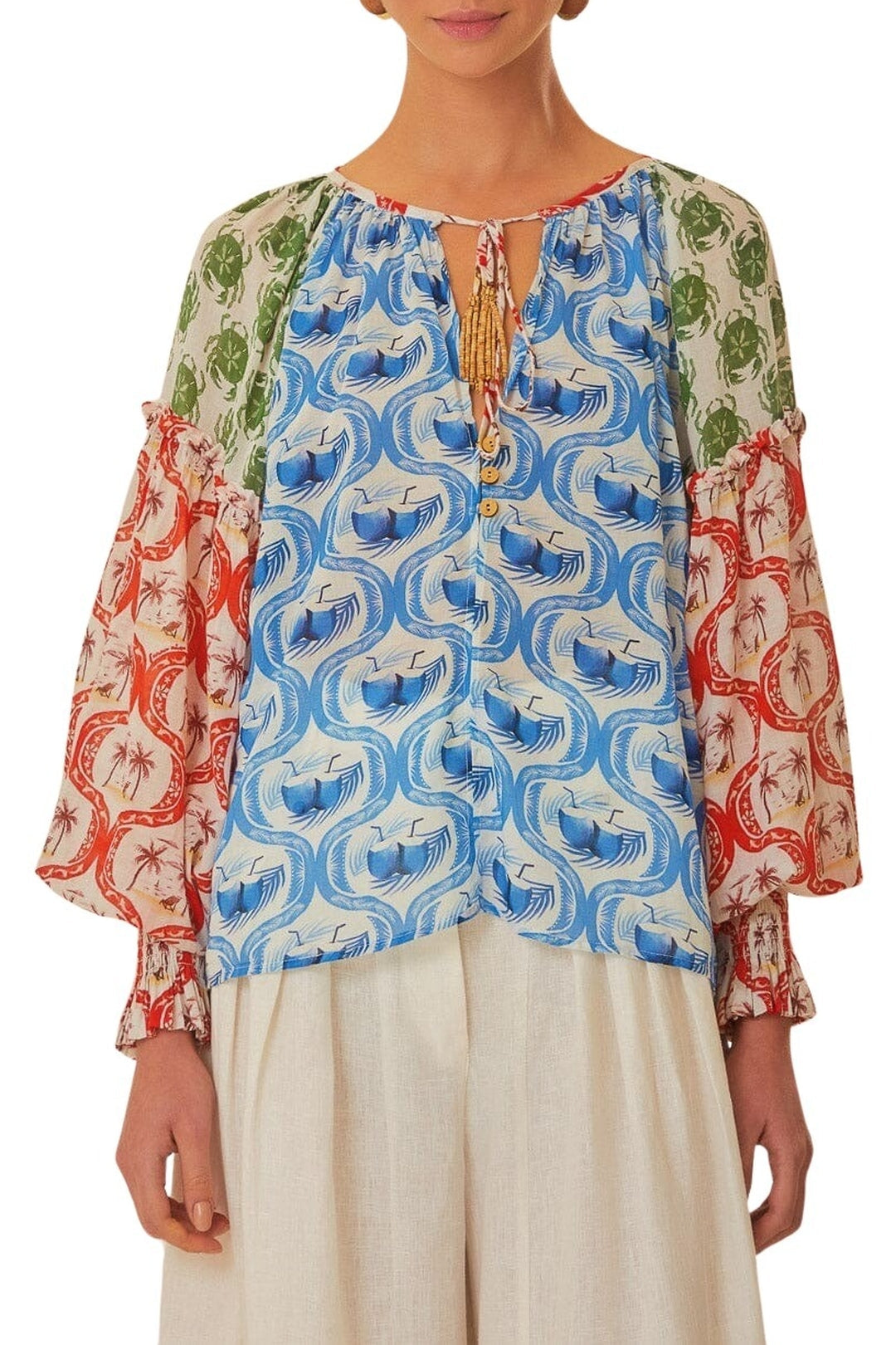 Blouse Estivale en coton - Bleu