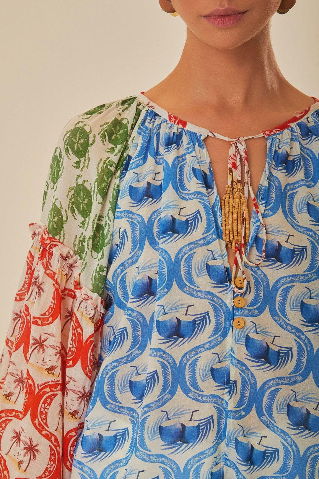Blouse Estivale en coton - Bleu