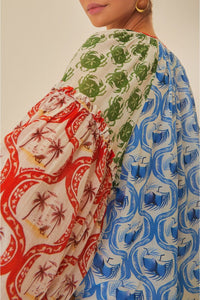 Blouse Estivale en coton - Bleu