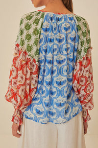 Blouse Estivale en coton - Bleu
