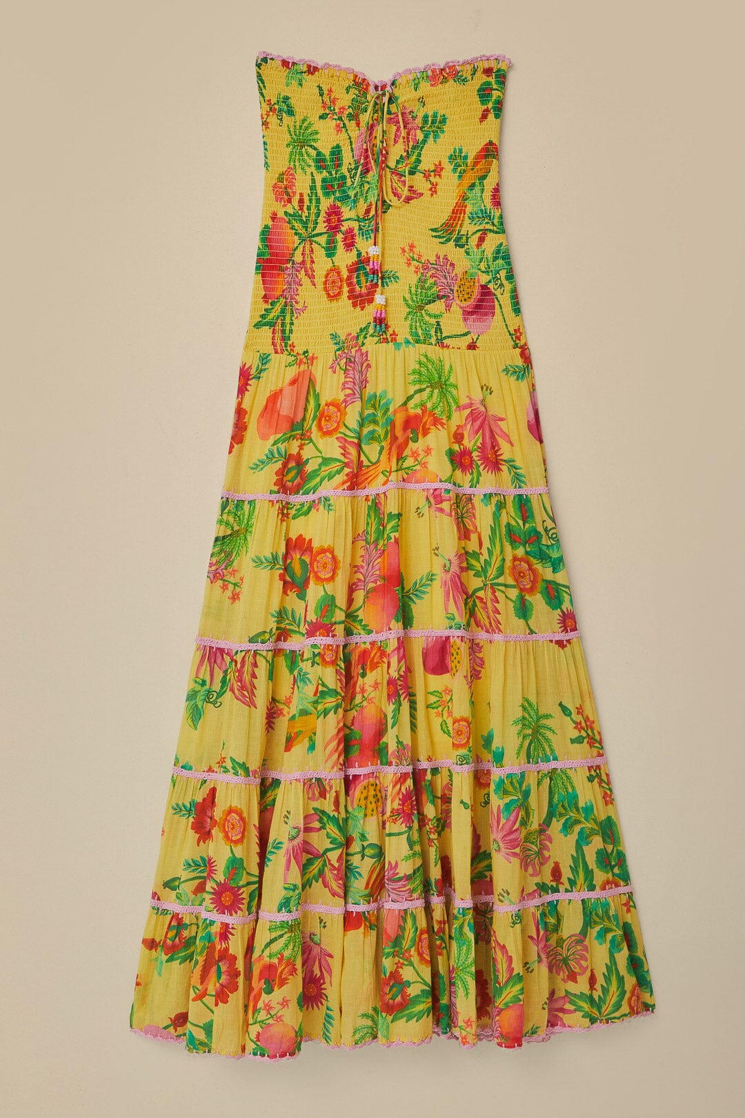 Robe longue Jardin de fruits en coton - Jaune