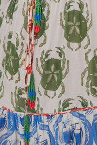 Robe longue à manches longues et imprimé en coton - Multicolore