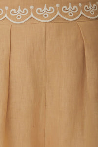 Short brodé en lin - Beige