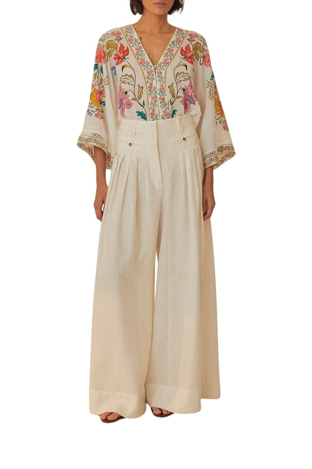 Pantalon à plis en lin - Blanc