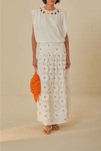 T-shirt Beaded Fruits sans manches en coton - Blanc