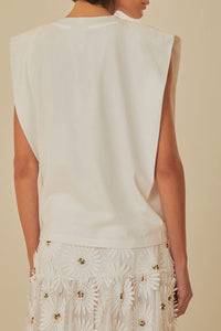 T-shirt Beaded Fruits sans manches en coton - Blanc