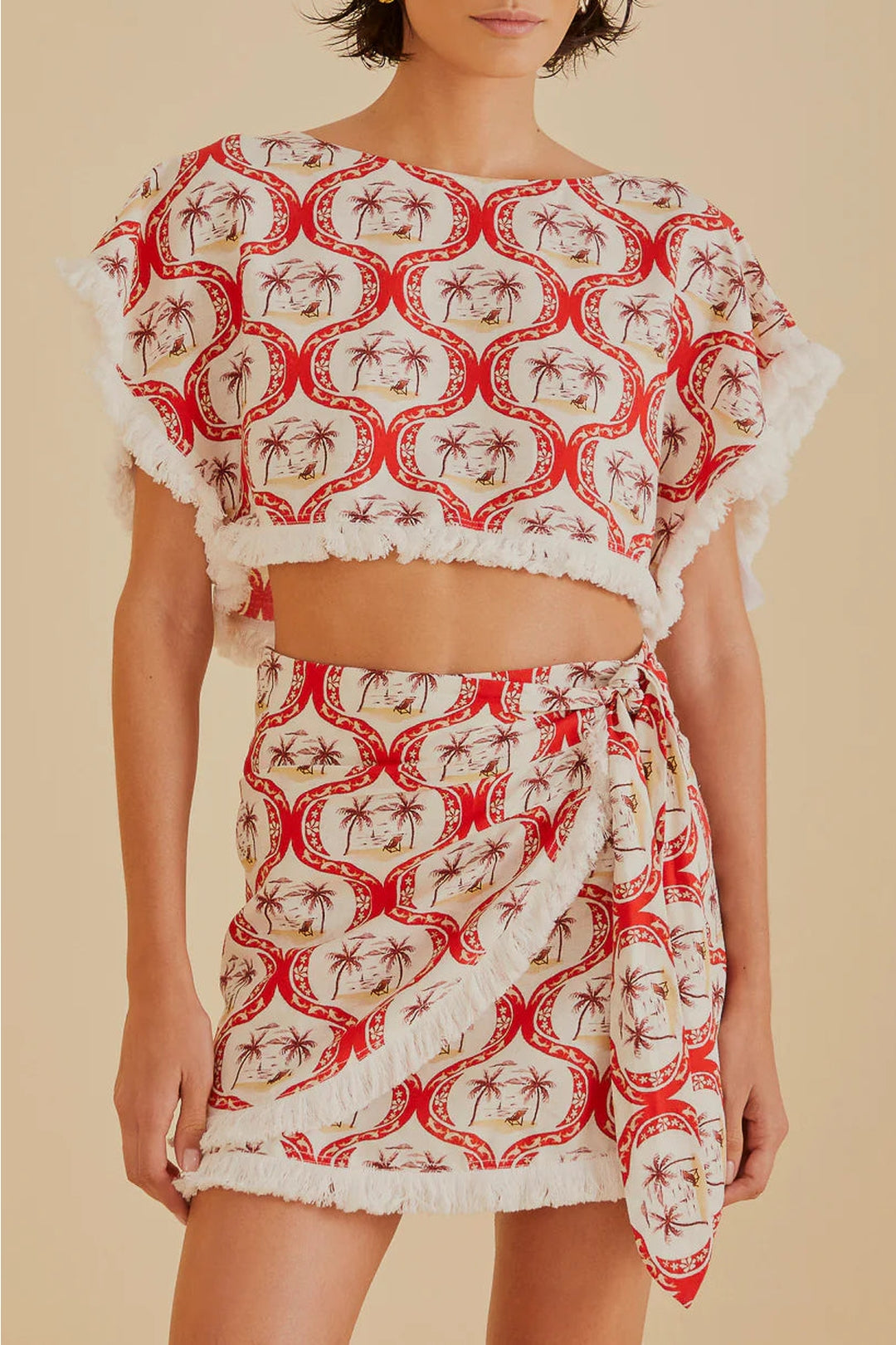 Blouse Summer Beach en lin - Rouge