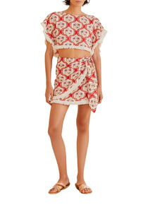 Blouse Summer Beach en lin - Rouge