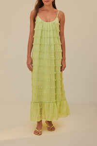 Robe longue à bordures en coton - Vert