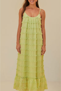 Robe longue à bordures en coton - Vert