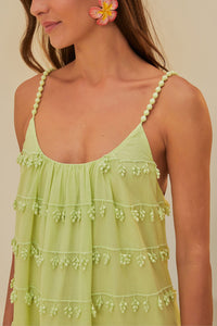 Robe longue à bordures en coton - Vert