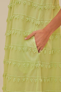 Robe longue à bordures en coton - Vert