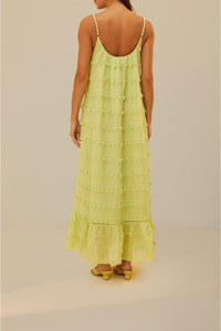 Robe longue à bordures en coton - Vert