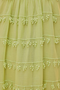 Robe longue à bordures en coton - Vert