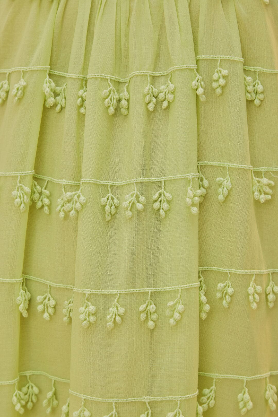 Robe longue à bordures en coton - Vert