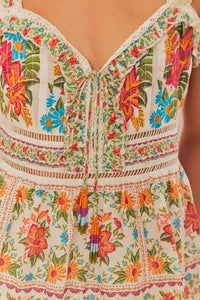 Blouse Jardin de fleurs sans manches en coton - Blanc