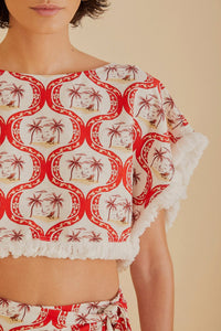 Blouse Summer Beach en lin - Rouge