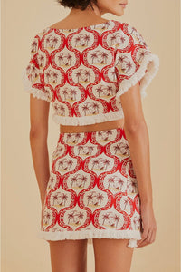 Blouse Summer Beach en lin - Rouge