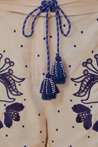 Short brodé artisanal - Bleu