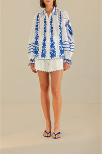 Blouse Jardin en coton - Bleu