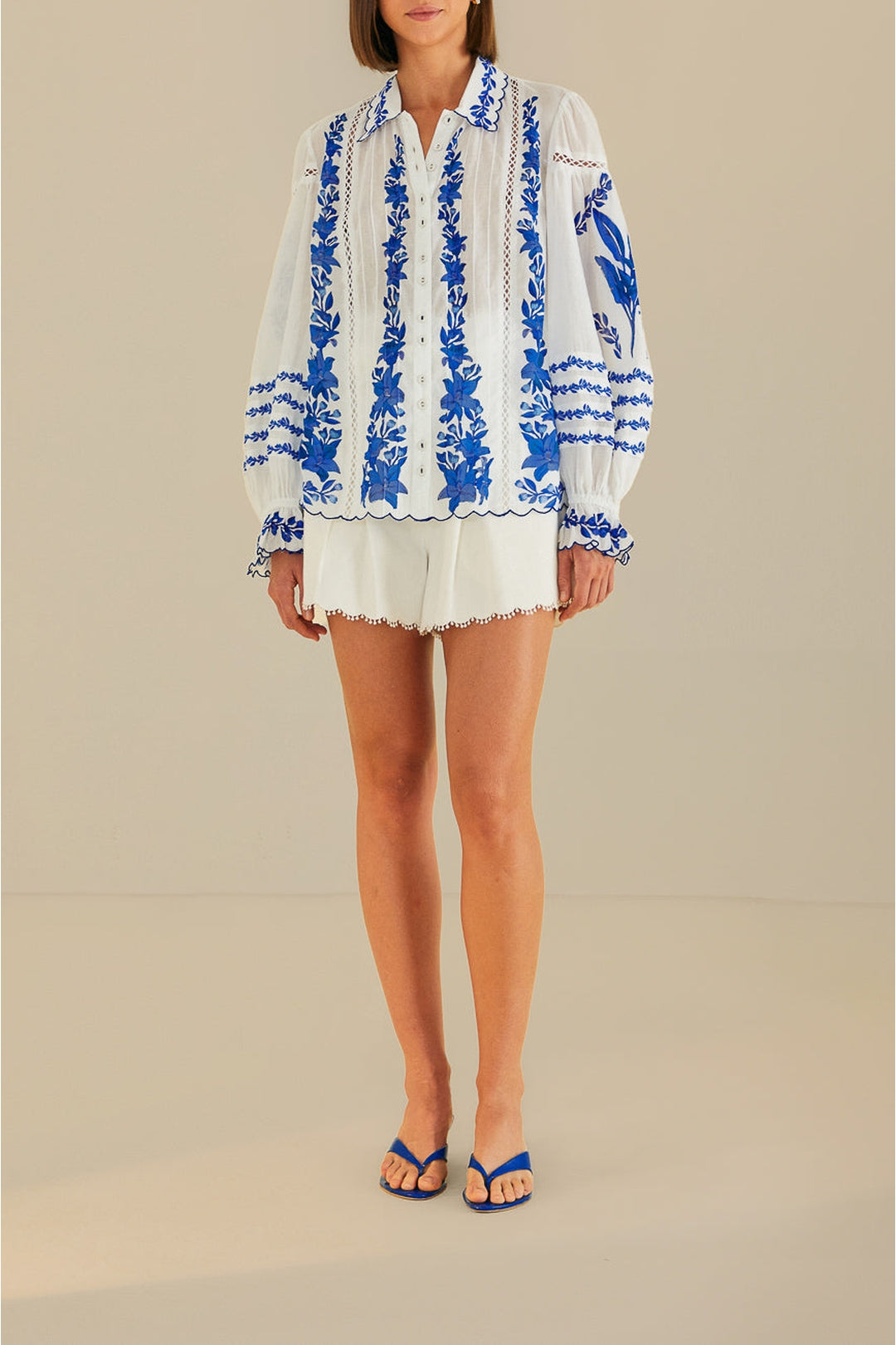 Blouse Jardin en coton - Bleu