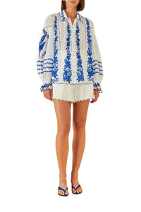 Blouse Jardin en coton - Bleu