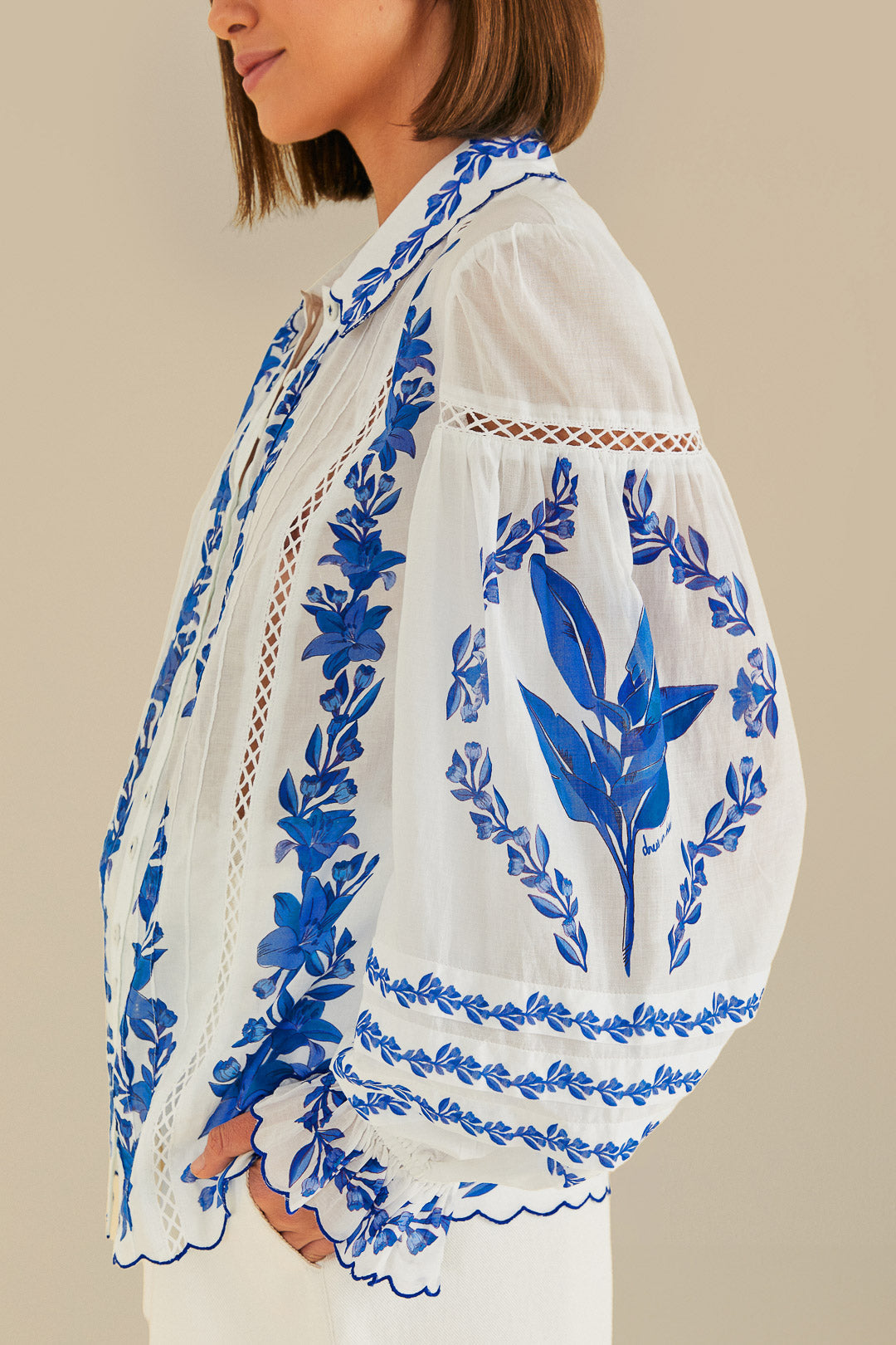 Blouse Jardin en coton - Bleu