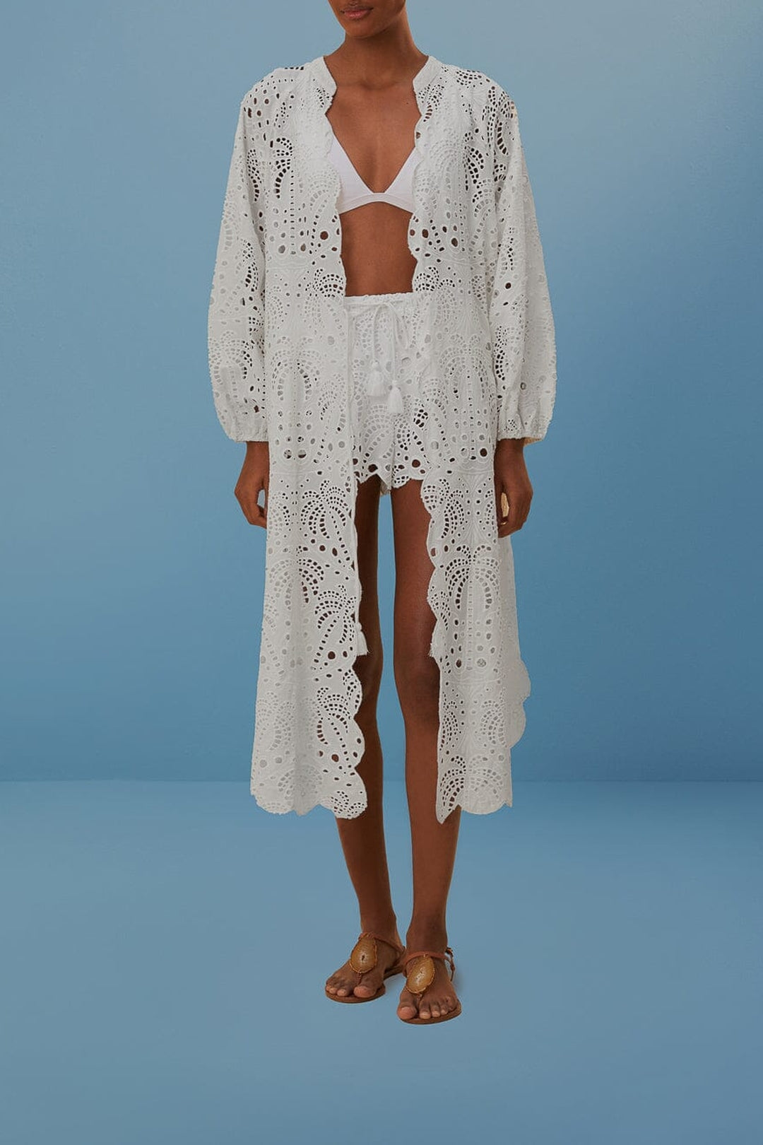 Kimono Laise en coton - Blanc