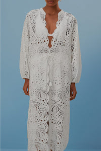 Kimono Laise en coton - Blanc