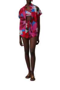Short Watercolor Floral en coton - Rose