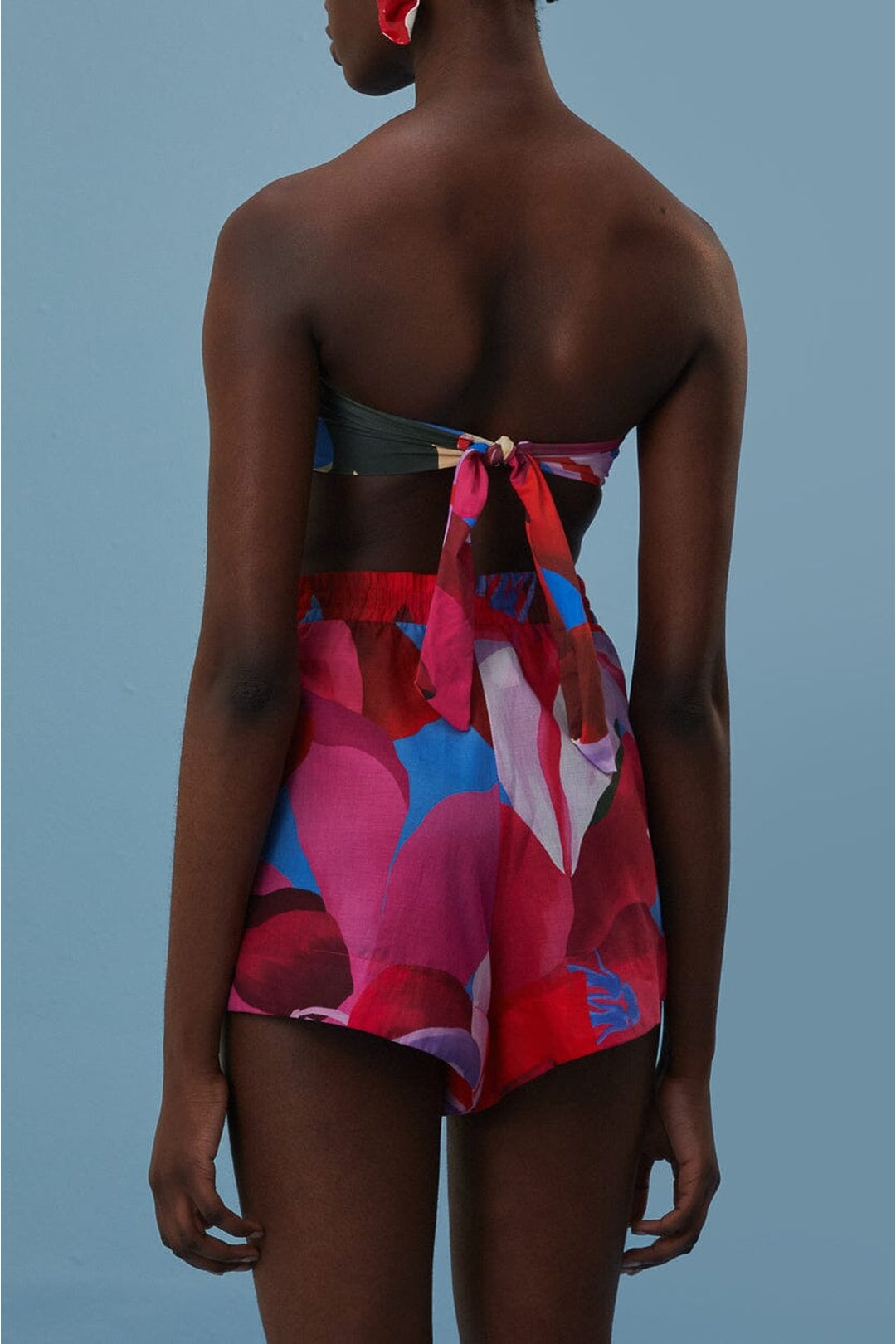 Short Watercolor Floral en coton - Rose