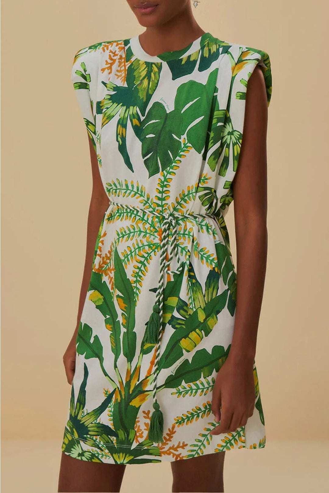 Robe courte Tropical Forest façon t-shirt en coton - Vert