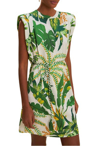 Robe courte Tropical Forest façon t-shirt en coton - Vert