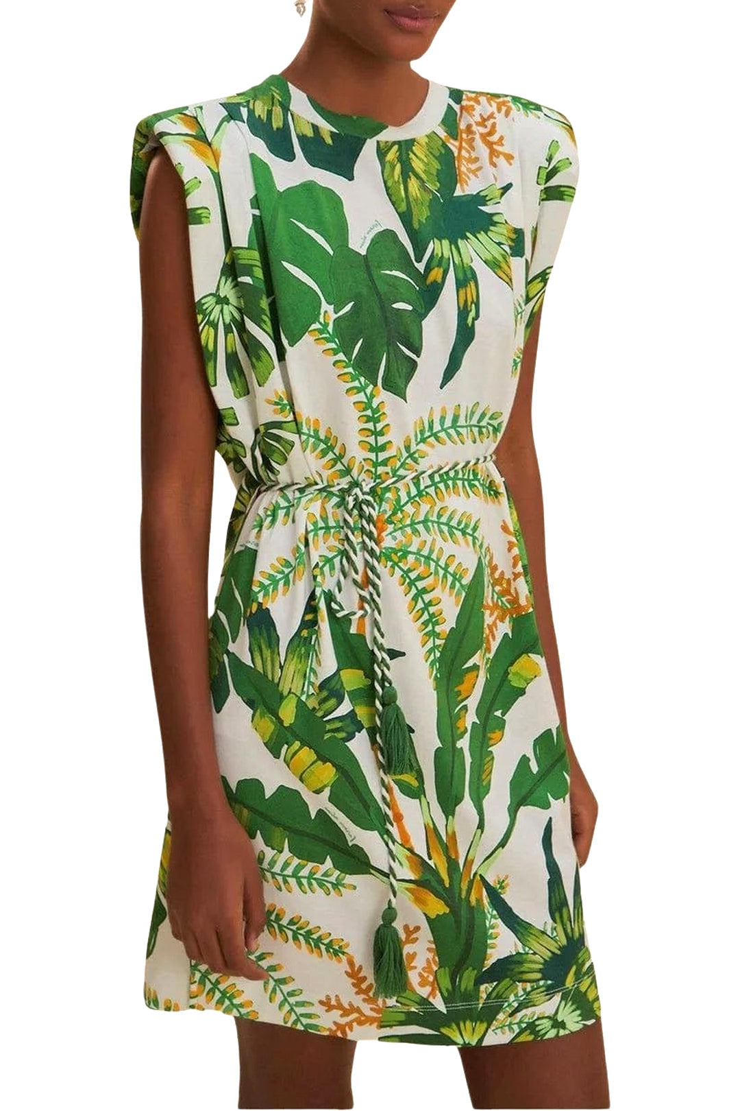 Robe courte Tropical Forest façon t-shirt en coton - Vert