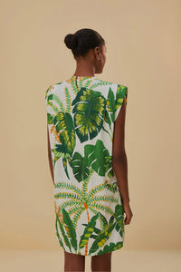 Robe courte Tropical Forest façon t-shirt en coton - Vert
