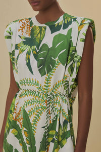 Robe courte Tropical Forest façon t-shirt en coton - Vert