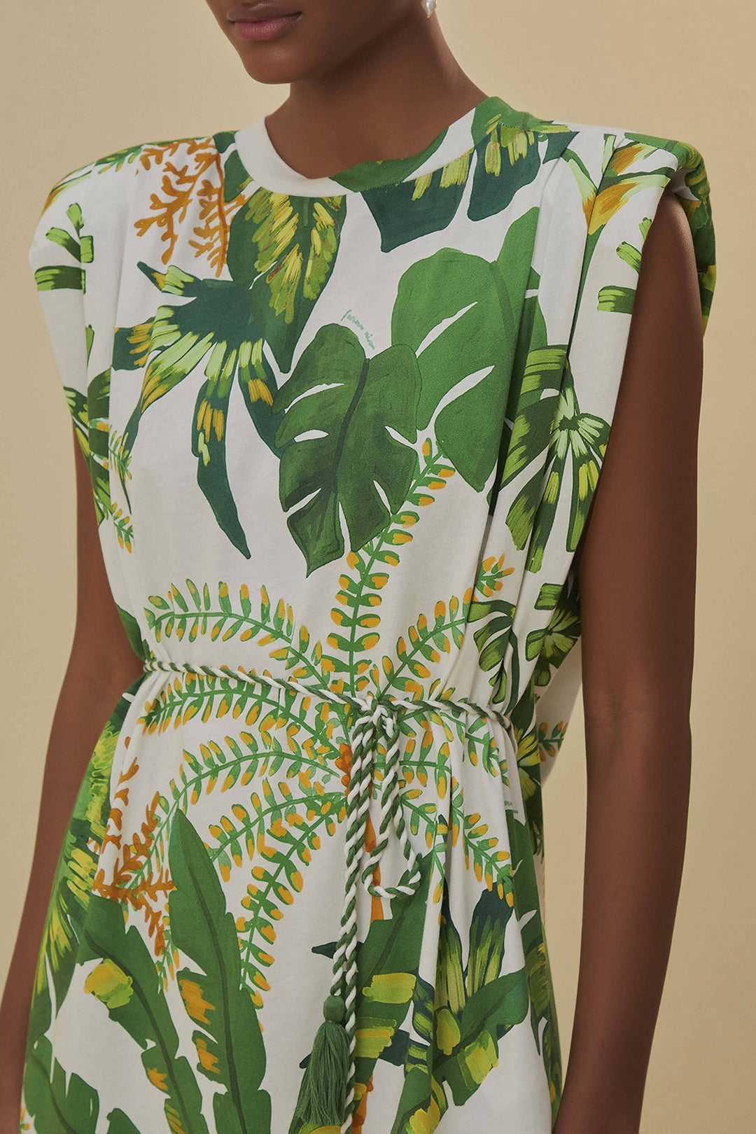 Robe courte Tropical Forest façon t-shirt en coton - Vert