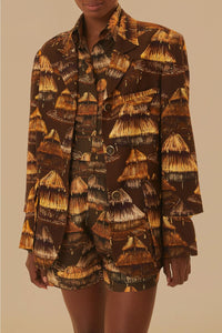 Blazer Shuhu découpé en coton - Marron