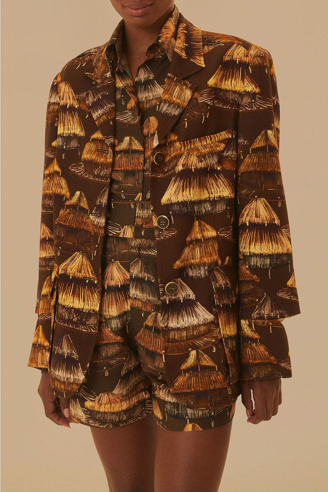 Blazer Shuhu découpé en coton - Marron