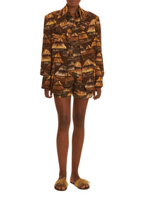 Blazer Shuhu découpé en coton - Marron