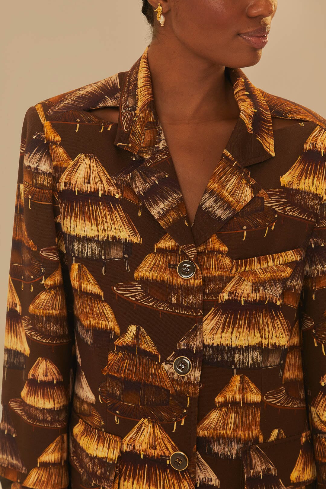 Blazer Shuhu découpé en coton - Marron