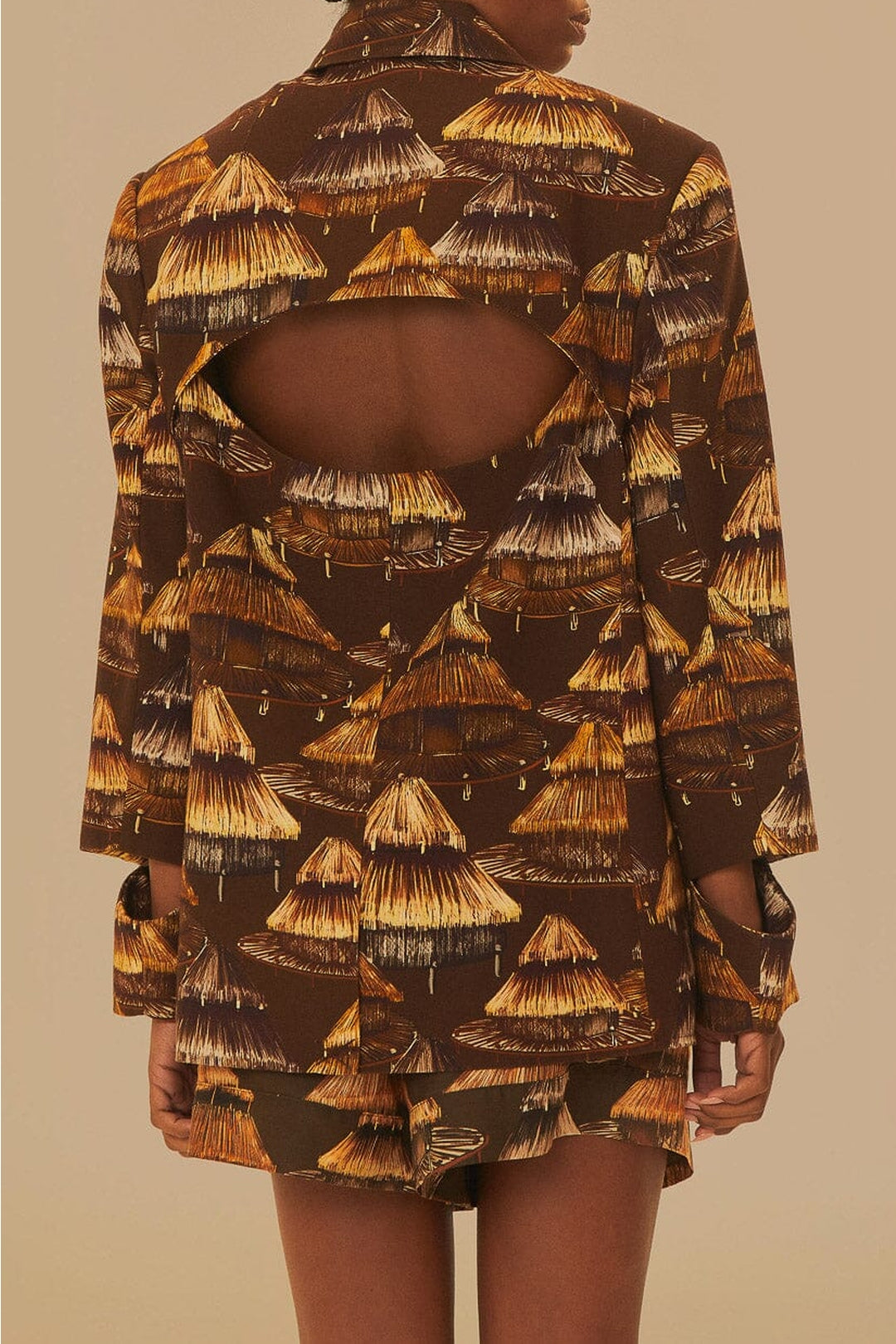 Blazer Shuhu découpé en coton - Marron